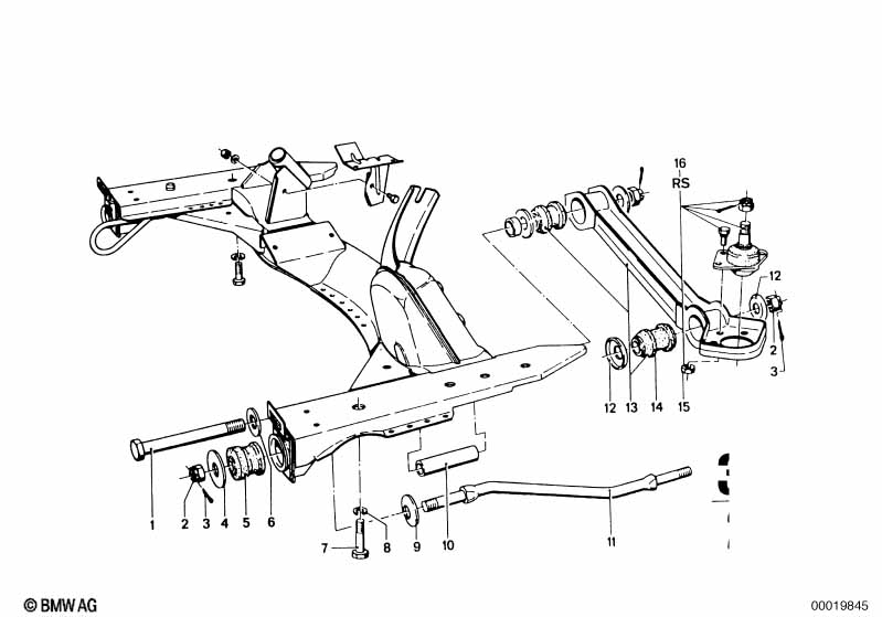 Front axle support/wishbone
