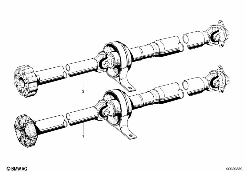 Drive shaft,univ.joint/center mounting