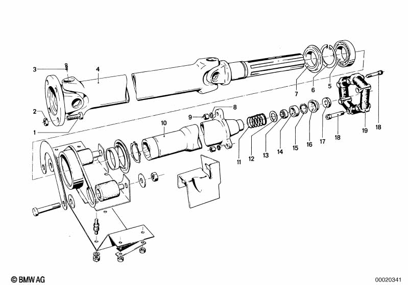 Drive shaft,univ.joint/center mounting