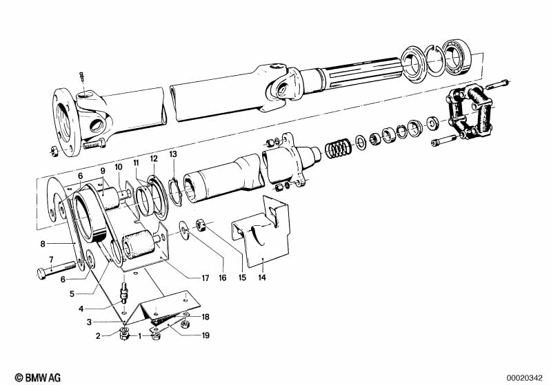 Drive shaft,univ.joint/center mounting