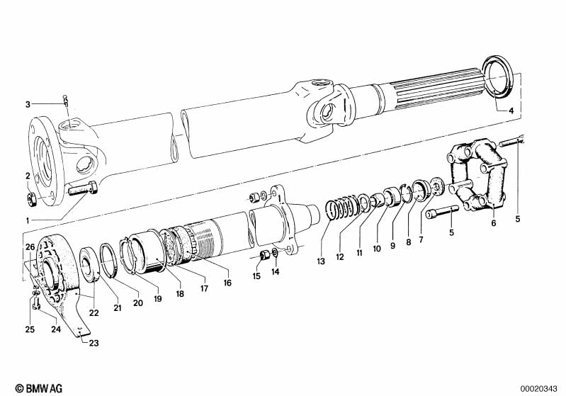 Drive shaft,univ.joint/center mounting
