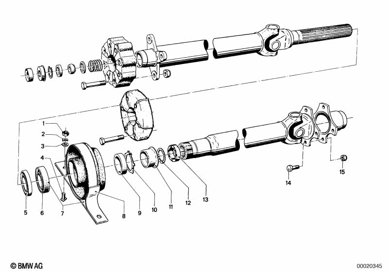Drive shaft,univ.joint/center mounting