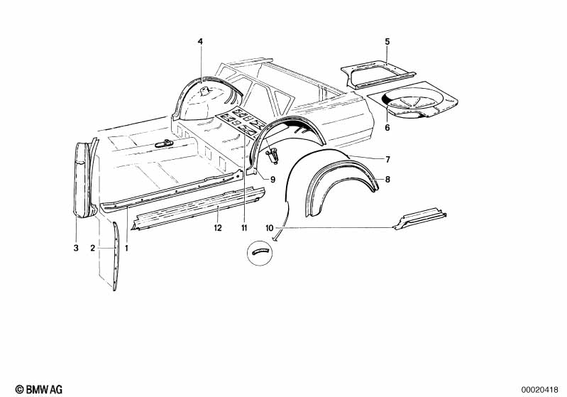 Rear wheelhouse/floor parts