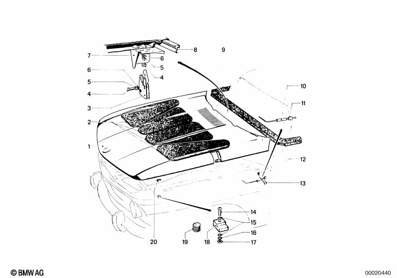 Engine hood/mounting parts