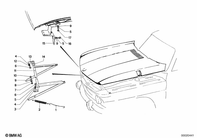 Engine hood/mounting parts