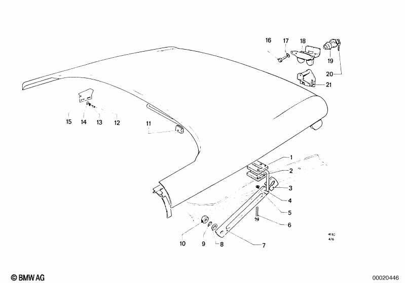 Trunk lid, hinge, latch
