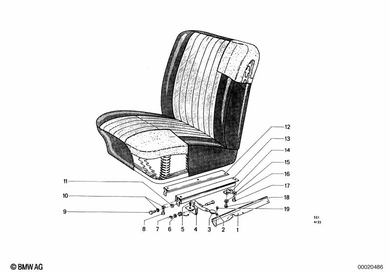 Single parts of front seat controls
