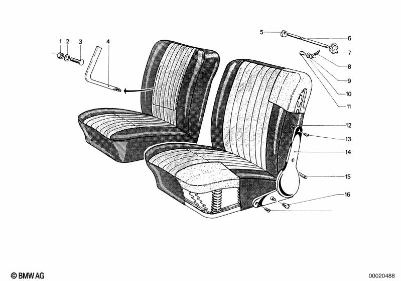 Single parts of front seat controls