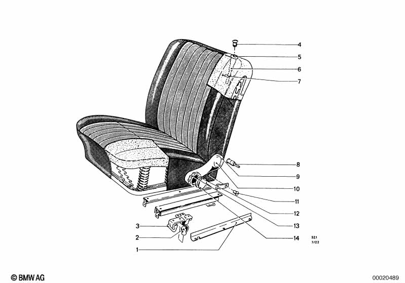 Single parts of front seat controls
