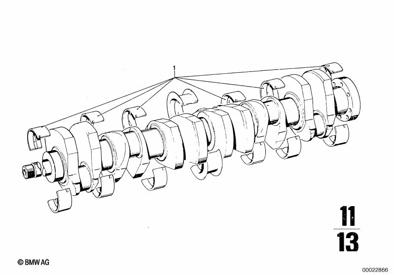 Crankshaft with bearing shells