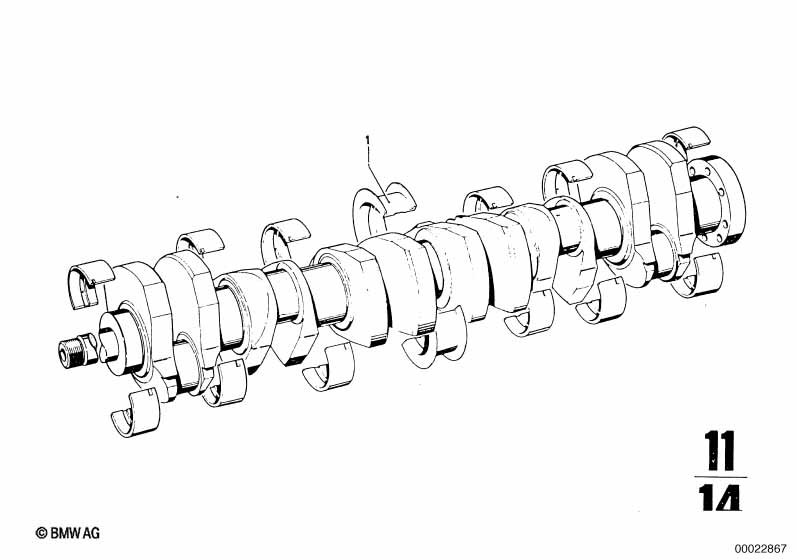 Crankshaft with bearing shells