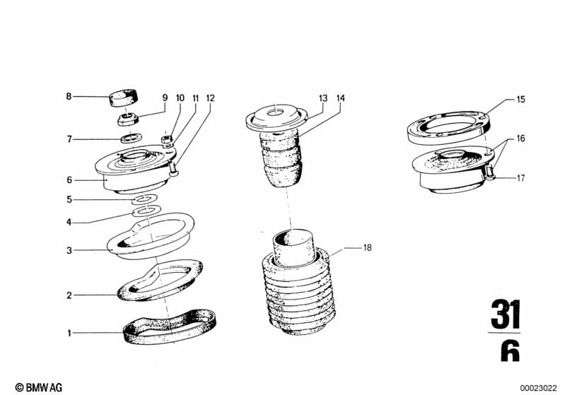 Guide support/spring pad/attaching parts