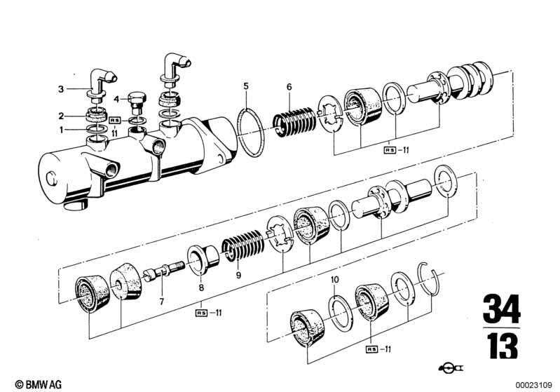 Brake master cylinder w.power brake unit