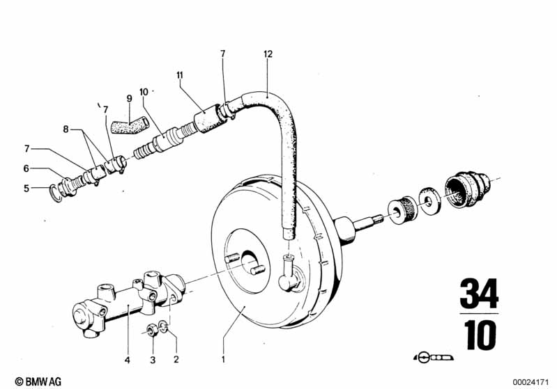 Brake master cylinder w.power brake unit