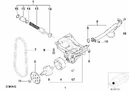 LUBRICATION SYSTEM/OIL PUMP WITH DRIVE diagram for BMW 5 Series E39 528i