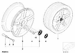 BMW LA WHEEL, M PARALLEL SPOKE 66 diagram for BMW 5 Series E39 528i