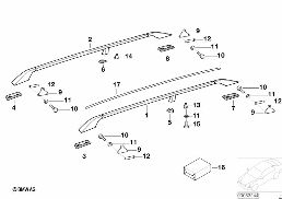 HOOD PARTS, RAILING diagram for BMW 5 Series E39 528i