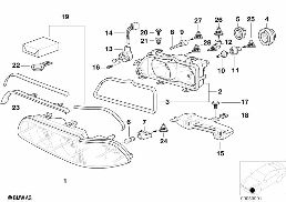 SINGLE COMPONENTS FOR HEADLIGHT diagram for BMW 5 Series E39 528i