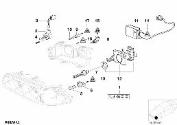 SINGLE PARTS, XENON HEADLIGHT diagram for BMW 5 Series E39 528i