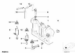 HEAD LAMP CLEANING DEVICE CONTAINER diagram for BMW 5 Series E39 528i