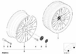 BMW LA WHEEL, PARALLEL SPOKE 82 diagram for BMW 5 Series E39 528i