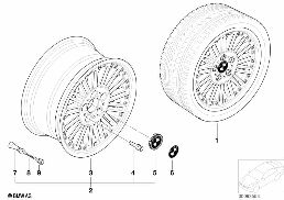 BMW COMPOSITE WHEEL, RADIAL SPOKE 86 diagram for BMW 5 Series E39 528i