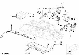 SINGLE PARTS, XENON HEADLIGHT diagram for BMW 5 Series E39 528i