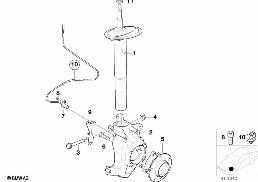 FRONT SPRING STRUT/CARRIER/WHEEL BEARING diagram for BMW 5 Series E39 528i