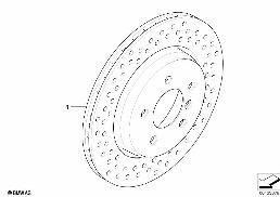 REAR WHEEL BRAKE DISC, PERFORATED diagram for BMW 3 Series E46 330Cd