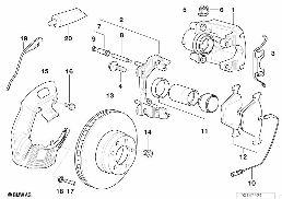 FRONT BRAKE PAD WEAR SENSOR diagram for BMW 5 Series E39 528i