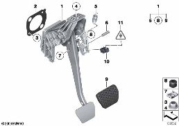 PEDAL ASSEMBLY, AUTOMATIC TRANSMISSION diagram for BMW 5 Series F10 LCI 520d