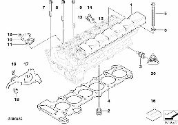 CYLINDER HEAD ATTACHED PARTS diagram for BMW 5 Series E39 528i
