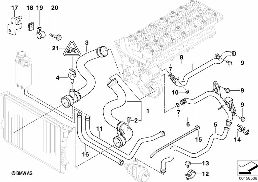 COOLING SYSTEM WATER HOSES diagram for BMW 5 Series E39 528i