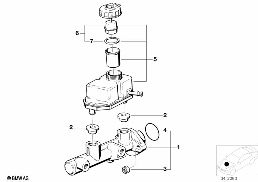 BRAKE MASTER CYLINDER/EXPANSION TANK diagram for BMW 5 Series E39 528i