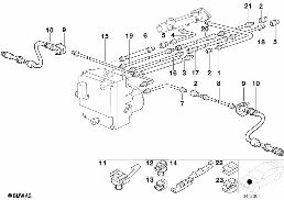 BRAKE PIPE FRONT ABS/ASC+T diagram for BMW 5 Series E39 528i