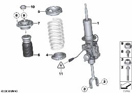 STRUT FRONT VDC / MOUNTING PARTS diagram for BMW 5 Series F10 LCI 520d