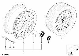 BMW L-ALLOY WHEEL,CROSS SPOKE COMP.II 42 diagram for BMW 5 Series E39 528i