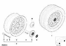 BMW LIGHT ALLOY WHEEL, CROSS SPOKE 29 diagram for BMW 5 Series E39 528i