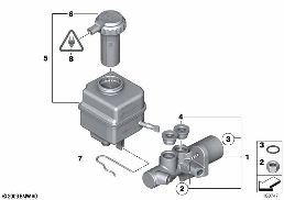 BRAKE MASTER CYLINDER/EXPANSION TANK diagram for BMW 5 Series F10 LCI 528i