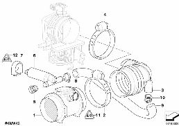MASS AIR FLOW SENSOR diagram for BMW 5 Series E39 528i