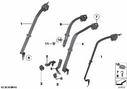 SAFETY BELT REAR diagram for BMW 5 Series F10 LCI 520d