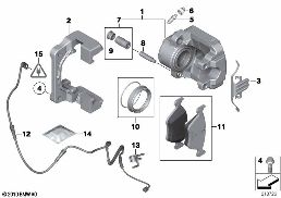 FRONT BRAKE PAD WEAR SENSOR diagram for BMW 5 Series F10 LCI 528i