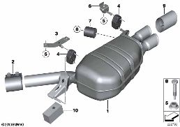 EXHAUST SYSTEM, REAR diagram for BMW 5 Series F10 LCI 520d