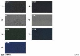 SAMPLE PAGE, UPHOLSTERY COLORS, FABRIC diagram for BMW 5 Series E39 525i