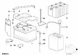 EMPTY BMW BATTERY diagram for BMW 5 Series E39 528i