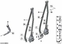 SAFETY BELT, REMA, FRONT diagram for BMW 5 Series F10 LCI 520d
