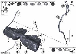 FUEL TANK/MOUNTING PARTS diagram for BMW 5 Series F10 LCI 528i
