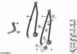 SAFETY BELT FRONT diagram for BMW 5 Series F10 LCI 520d