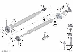 HARDY COUPLINGS/CENTER BEARING/INNER NUT diagram for BMW 5 Series F10 LCI 528i