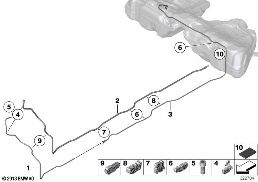 FUEL PIPE AND MOUNTING PARTS diagram for BMW 5 Series F10 LCI 528i